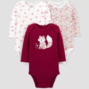 Baby Girls' 3pk Floral Long Sleeve Bodysuit